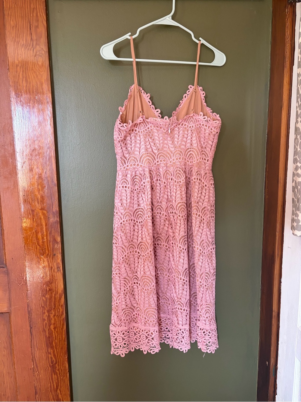 Lace A-Line Spaghetti Strap Dress in Dusty Pink